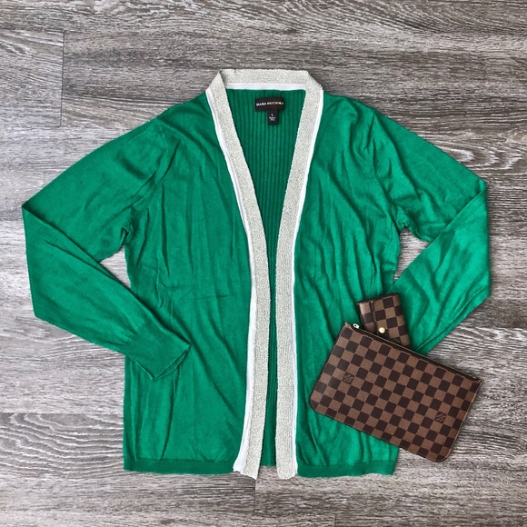 Dana Buchman Sweaters - DANA BUCHMAN Green and Pale Gold Cardigan